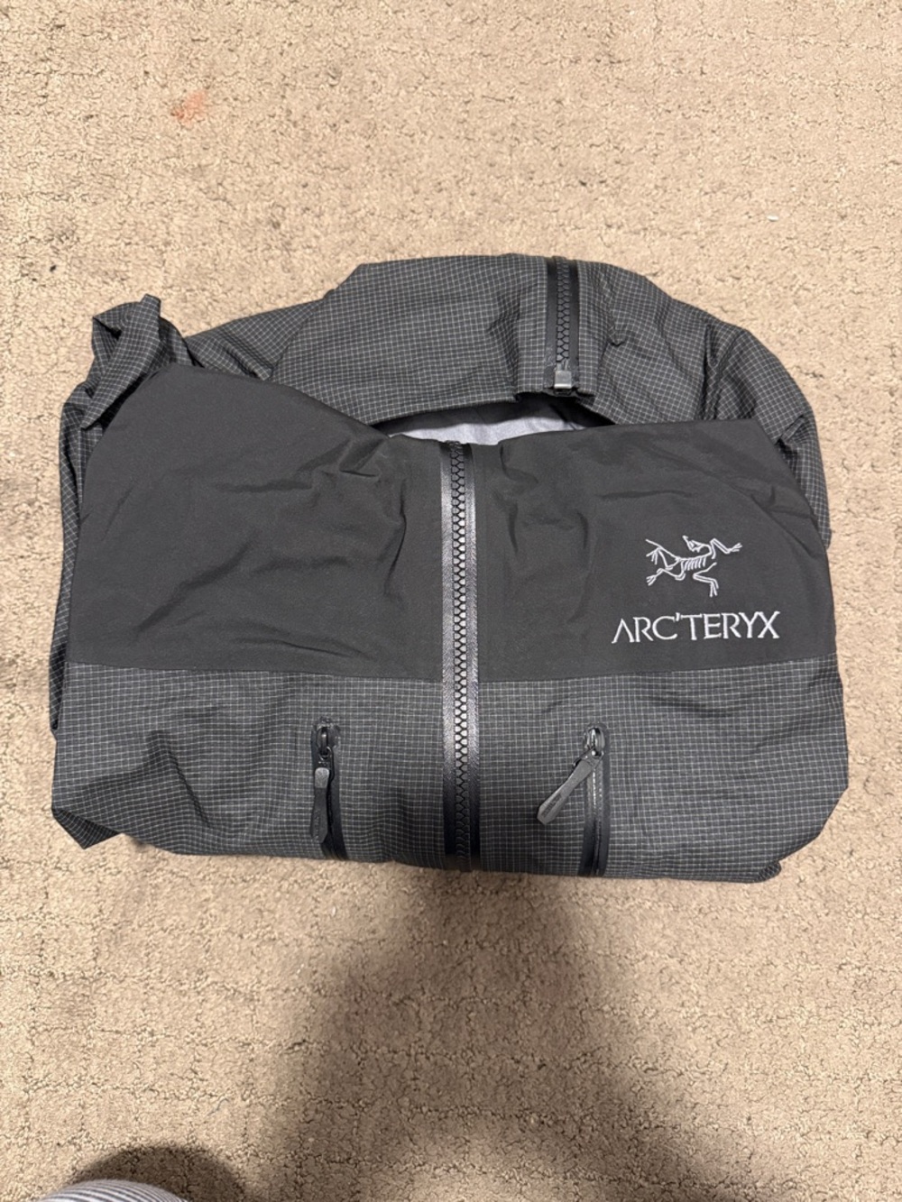 Arc'teryx Black and Charcoal Hooded Alpha Shell Technical Jacket
